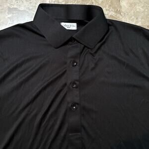 Collars And Co Polo Shirt Mens Medium Black Solid Dress Collar Lightweight